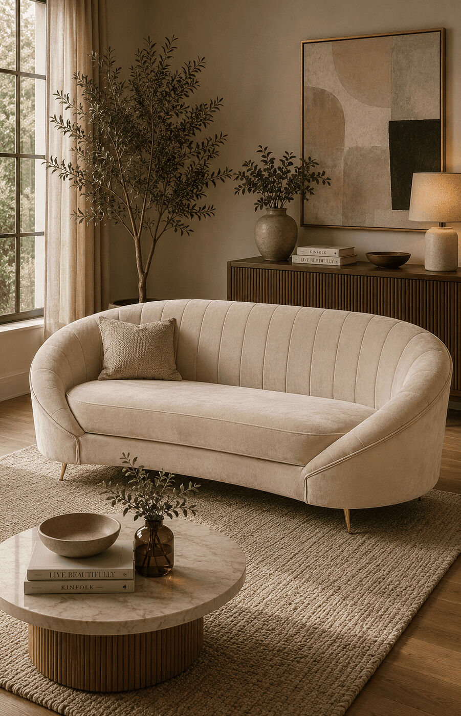 Cream Curve Duo Sofa