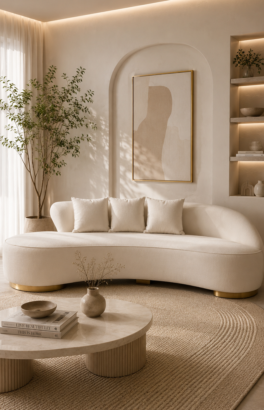 Ivory Luxe Wave Sofa