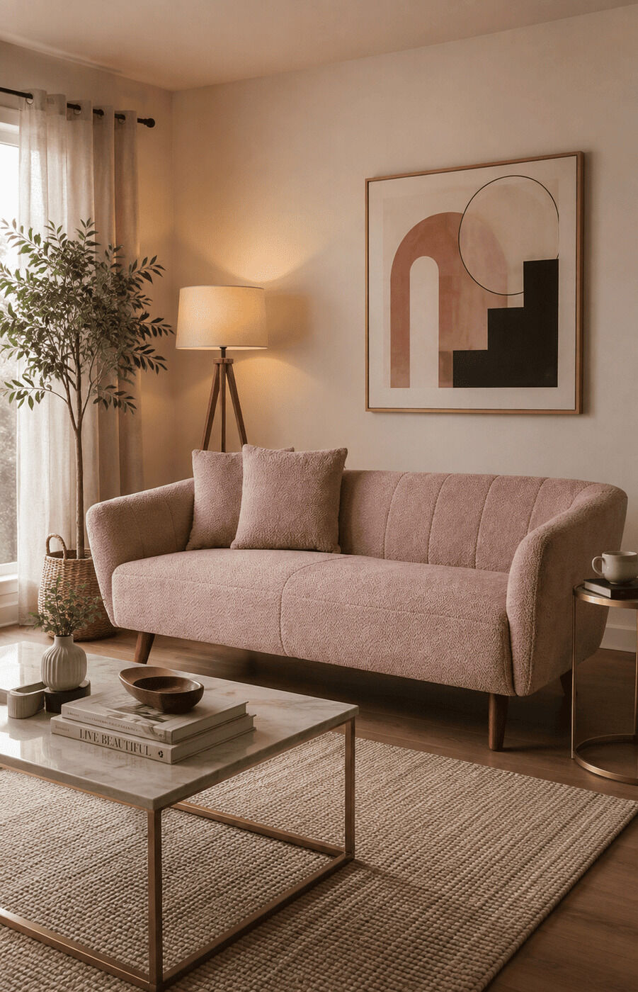Dusty Cream Plush Sofa