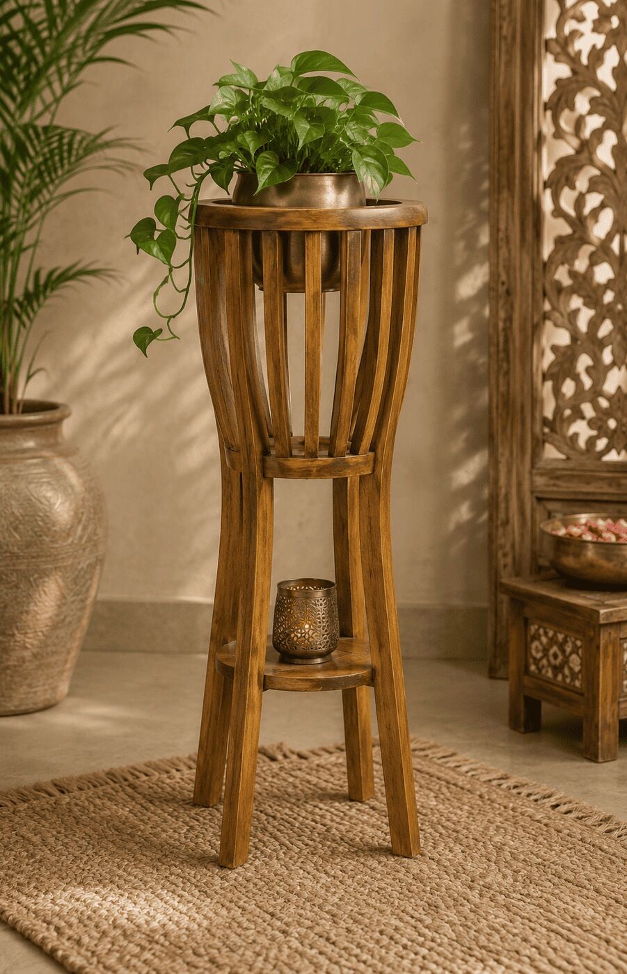 Teakwood Flower Stand