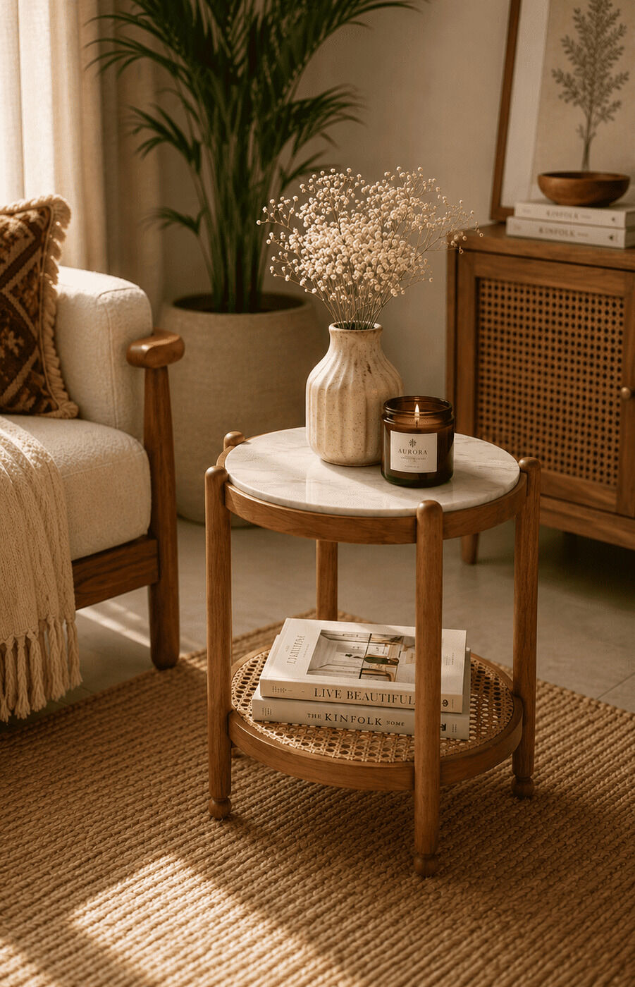 Modern Round Rattan Table
