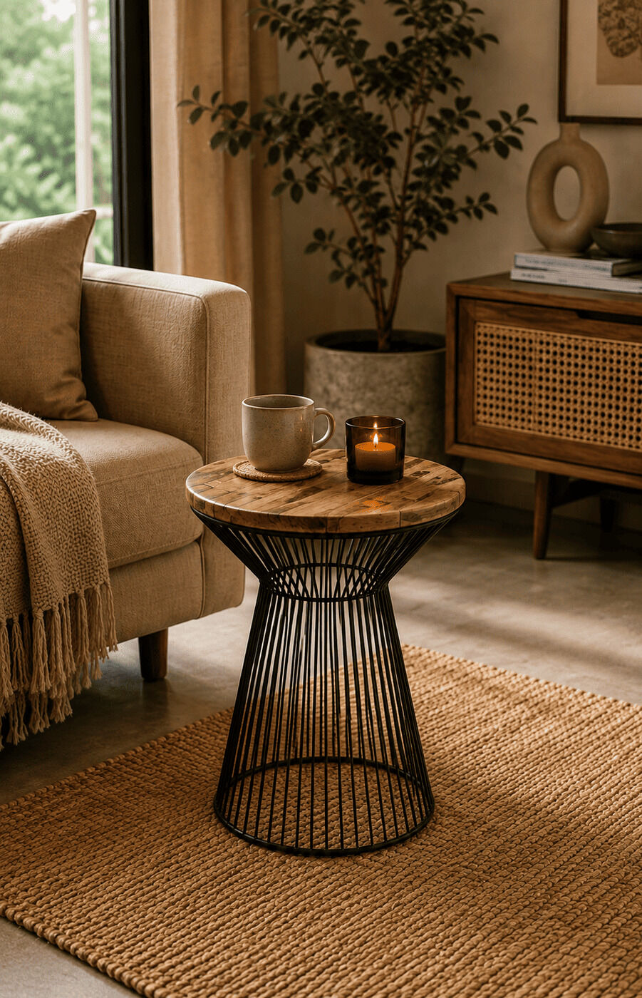 Round Hourglass Metal Table