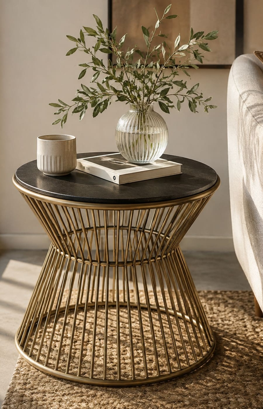 Hourglass Table With Marble Top
