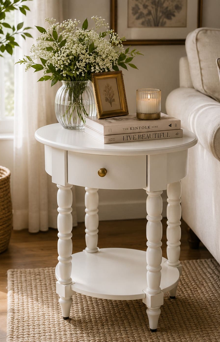 White Drawer Side Table