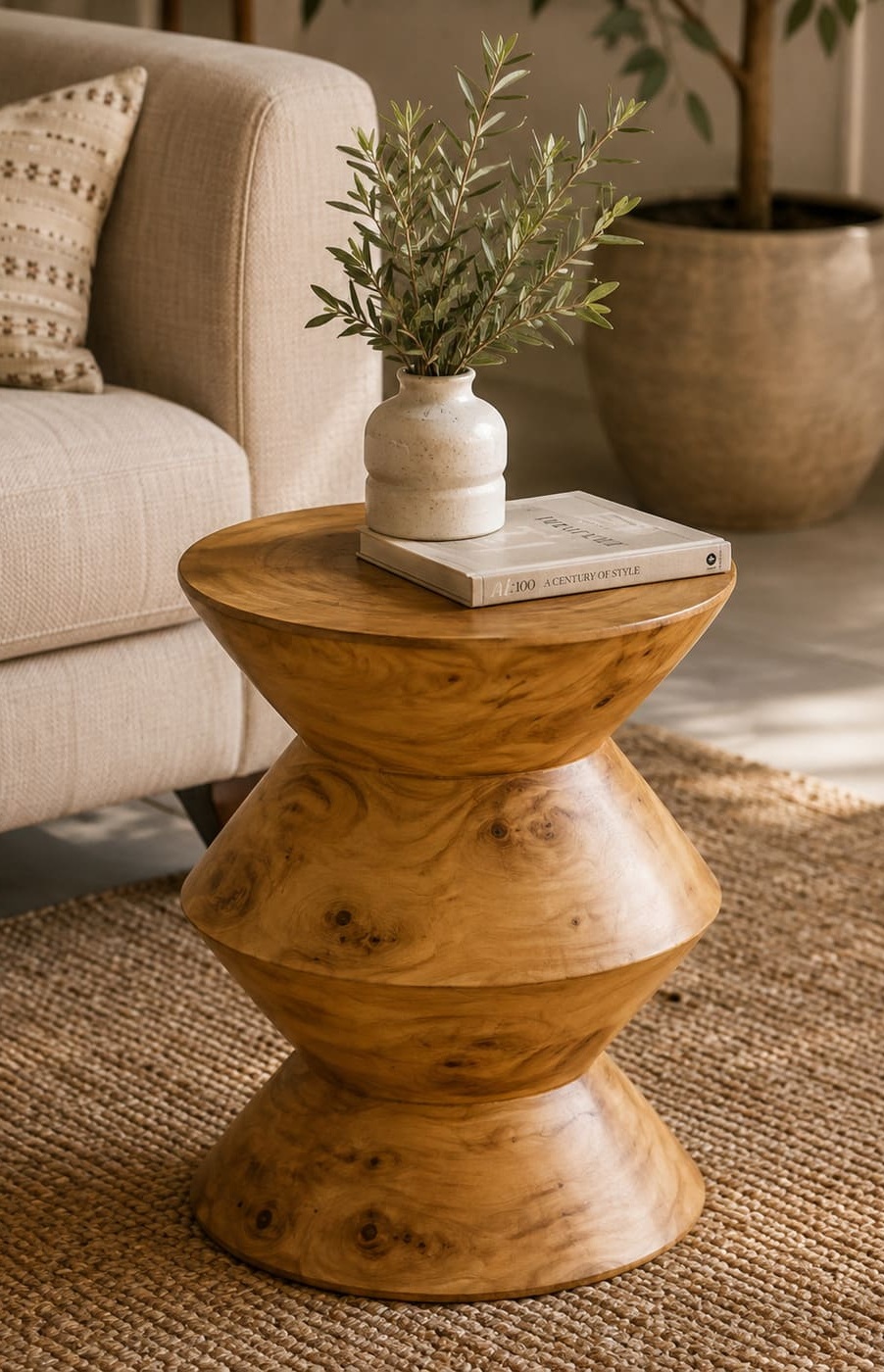 Drum Wooden Side Table