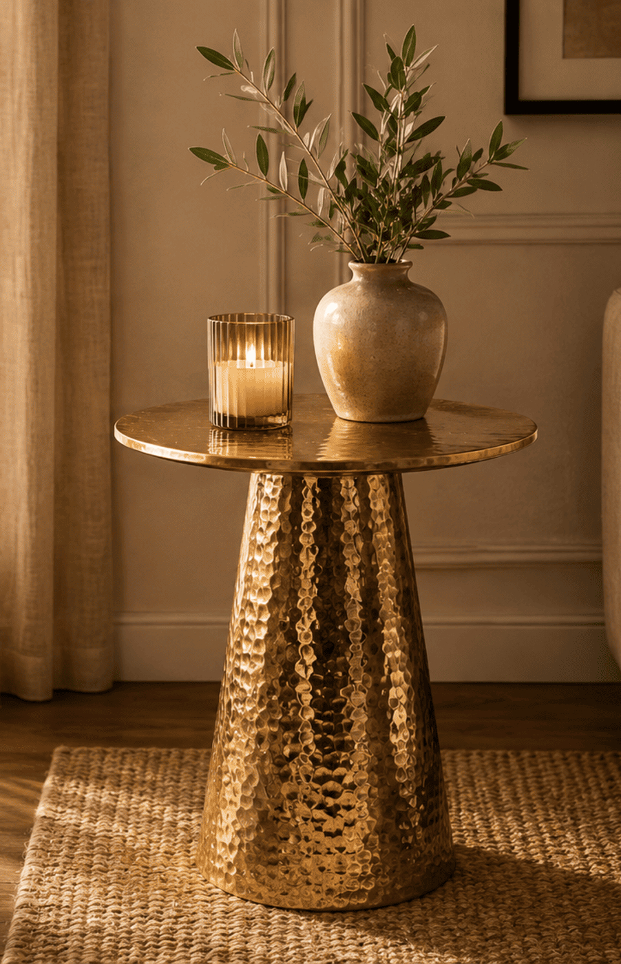 Gold Hammered Side Table