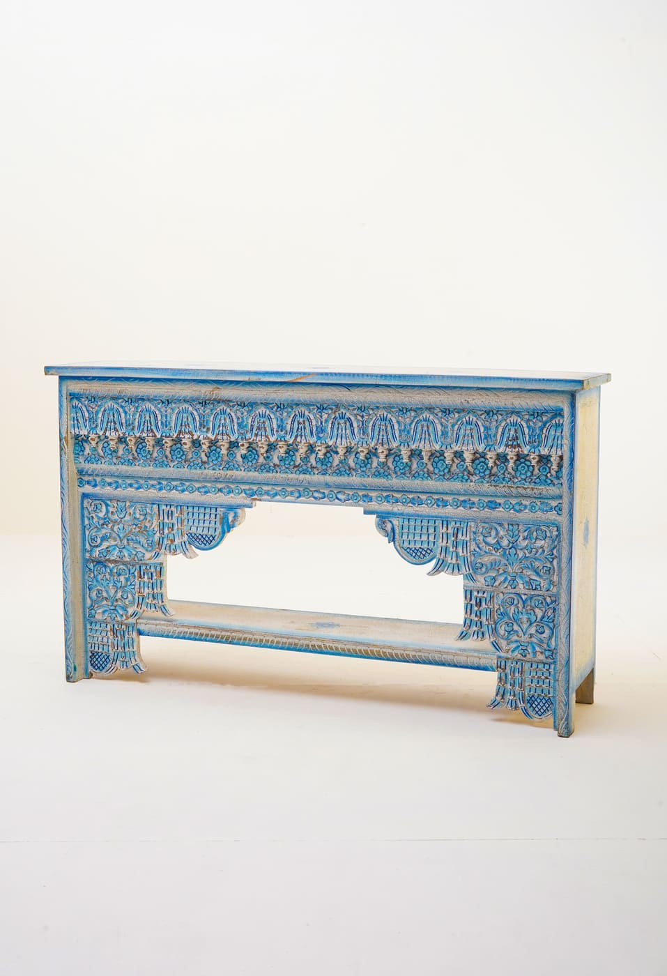 Blue Carved Console Table - Image 2